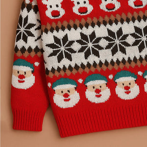 Red Santa & Reindeer Winter, Christmas Cardigan Sweater for Kids - 2 - 3 Years Winter Wear