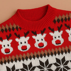 Red Santa & Reindeer Winter, Christmas Cardigan Sweater for Kids - 2 - 3 Years Winter Wear