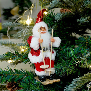 Red Sequin Coat Skiing Santa - Christmas Table Décor & Ornament - Christmas
