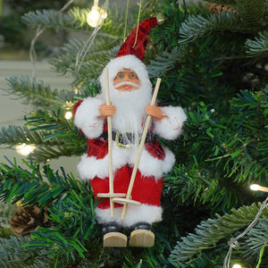 Red Sequin Coat Skiing Santa - Christmas Table Décor & Ornament - Christmas