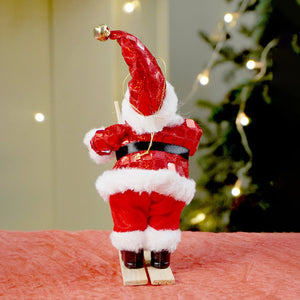 Red Sequin Coat Skiing Santa - Christmas Table Décor & Ornament - Christmas