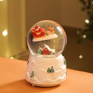 Red Sledge Santa snow village colorful LED Dome with Music Christmas Table Décor & Gift option - Christmas