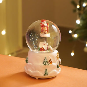 Red Sledge Santa snow village colorful LED Dome with Music Christmas Table Décor & Gift option - Christmas
