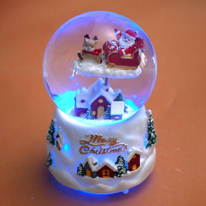 Red Sledge Santa snow village colorful LED Dome with Music Christmas Table Décor & Gift option - Christmas
