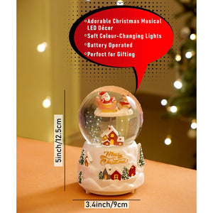 Red Sledge Santa snow village colorful LED Dome with Music Christmas Table Décor & Gift option - Christmas