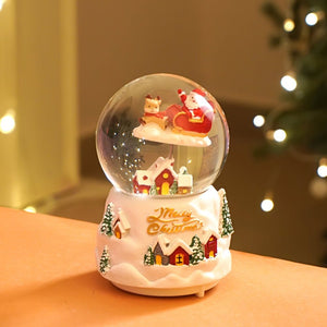 Red Sledge Santa snow village colorful LED Dome with Music Christmas Table Décor & Gift option - Christmas