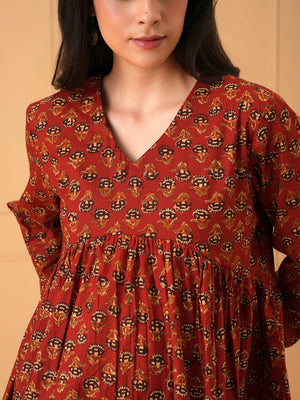Red Terra Maternity Short Kurti - S Maternity and Nursing Tops