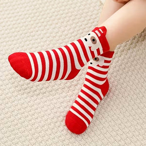 Red White Themed Christmas Ankle Socks For Kids - Set Of 5 Pcs - 2 - 4 Years Christmas