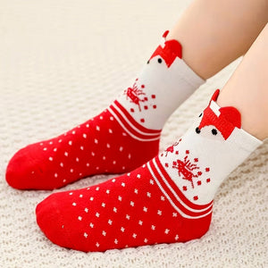 Red White Themed Christmas Ankle Socks For Kids - Set Of 5 Pcs - 2 - 4 Years Christmas