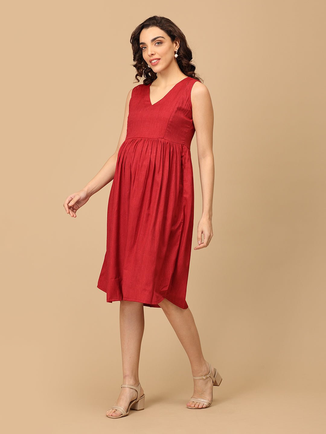 Red - y to Rule Maternity and Nursing Shacket Dress - DRS - SK - REDYR - S