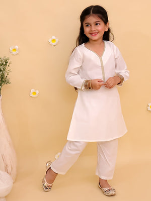 Regal White Girls Kurta Pajama with Tiranga Dupatta - 0 - 6 Months Girls Ethnic Set