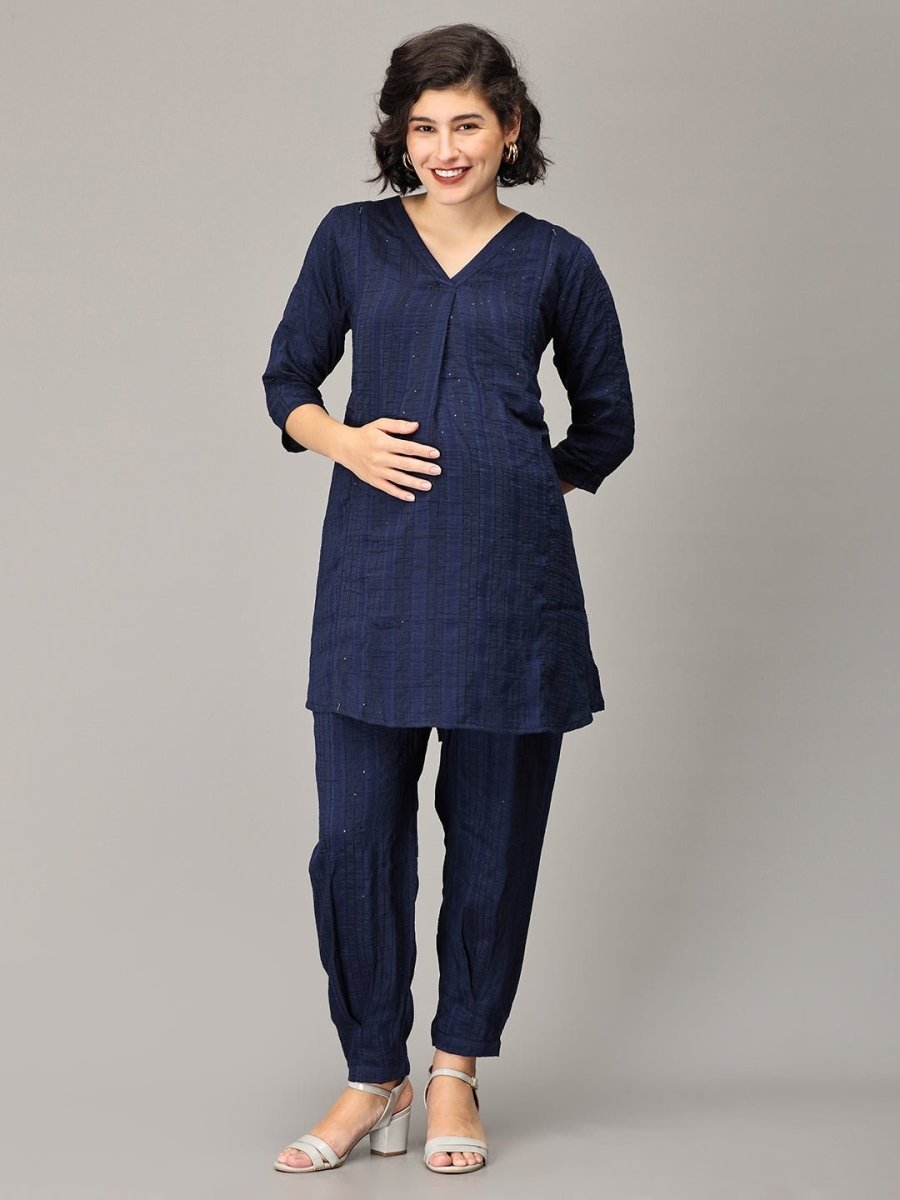 Regally Yours Maternity And Nursing Co Ord Set - MEW-SK-NVB-S