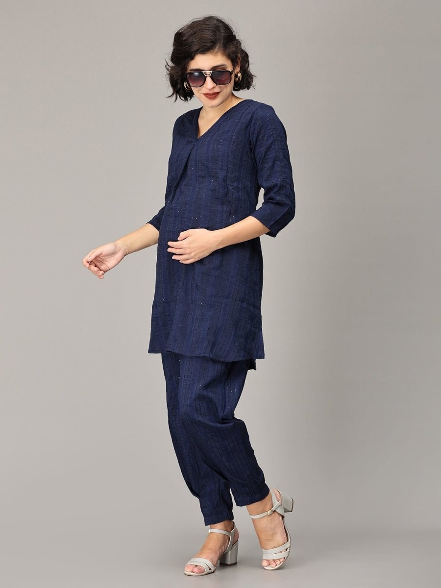 Regally Yours Maternity And Nursing Co Ord Set - MEW-SK-NVB-S