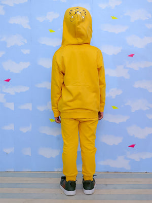 Roar Zipper Jacket & Yellow Sweatpants Combo - Yellow Kids Winter Set