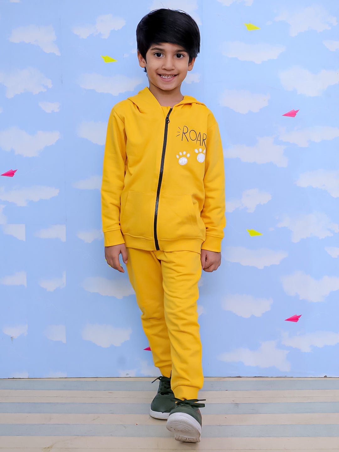 Roar Zipper Jacket & Yellow Sweatpants Combo - KWW - AN - RZYS - 0 - 6