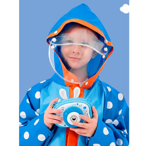 Robot Polka Raincoat for Kids - M - 4 - 5 Years Monsoon Wear