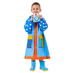 Robot Polka Raincoat for Kids - M - 4 - 5 Years Monsoon Wear