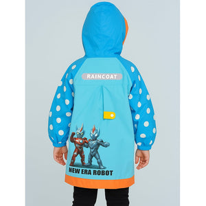 Robot Polka Raincoat for Kids - M - 4 - 5 Years Monsoon Wear