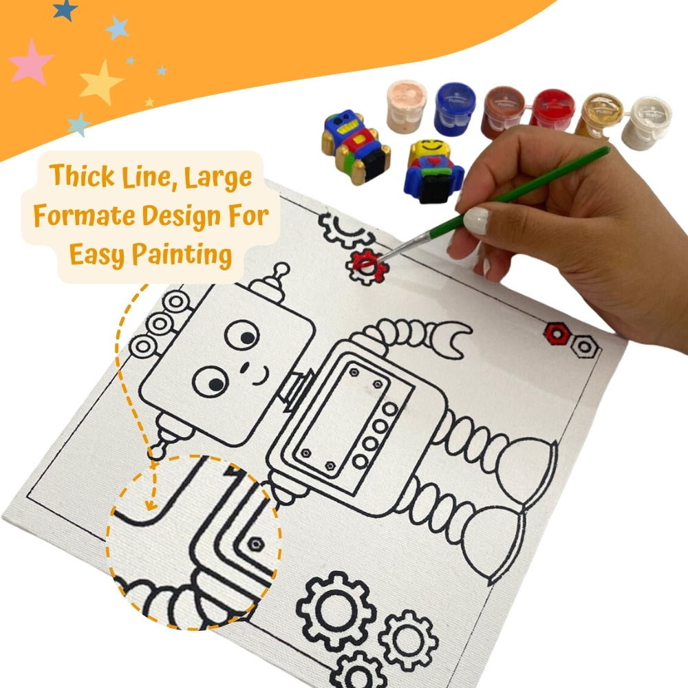 Craftopedia 4 In 1 Canvas Set - Robot | DIY Art and Craft Kit