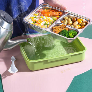 Rock Dino Green Big Size Stainless Steel Kids Lunch Box - Back To School