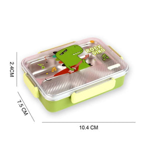 Rock Dino Green Big Size Stainless Steel Kids Lunch Box - Back To School