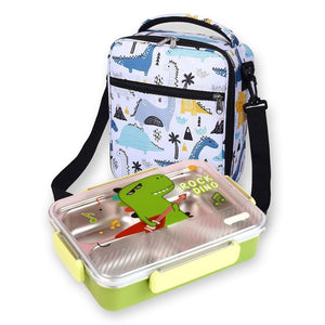 Rock Dino Stainless Steel Lunch Box with matching Lunch Bag - Back To School