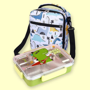 Rock Dino Stainless Steel Lunch Box with matching Lunch Bag - Back To School