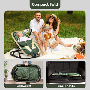 Rock N Nap Bliss – Lightweight Baby Sleeper & Rocker Soft, Safe & Travel-Friendly - Olive Green - Swings