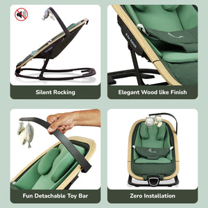 Rock N Nap Bliss – Lightweight Baby Sleeper & Rocker Soft, Safe & Travel-Friendly - Olive Green - Swings