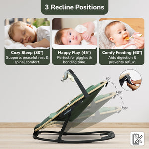 Rock N Nap Bliss – Lightweight Baby Sleeper & Rocker Soft, Safe & Travel-Friendly - Olive Green - Swings