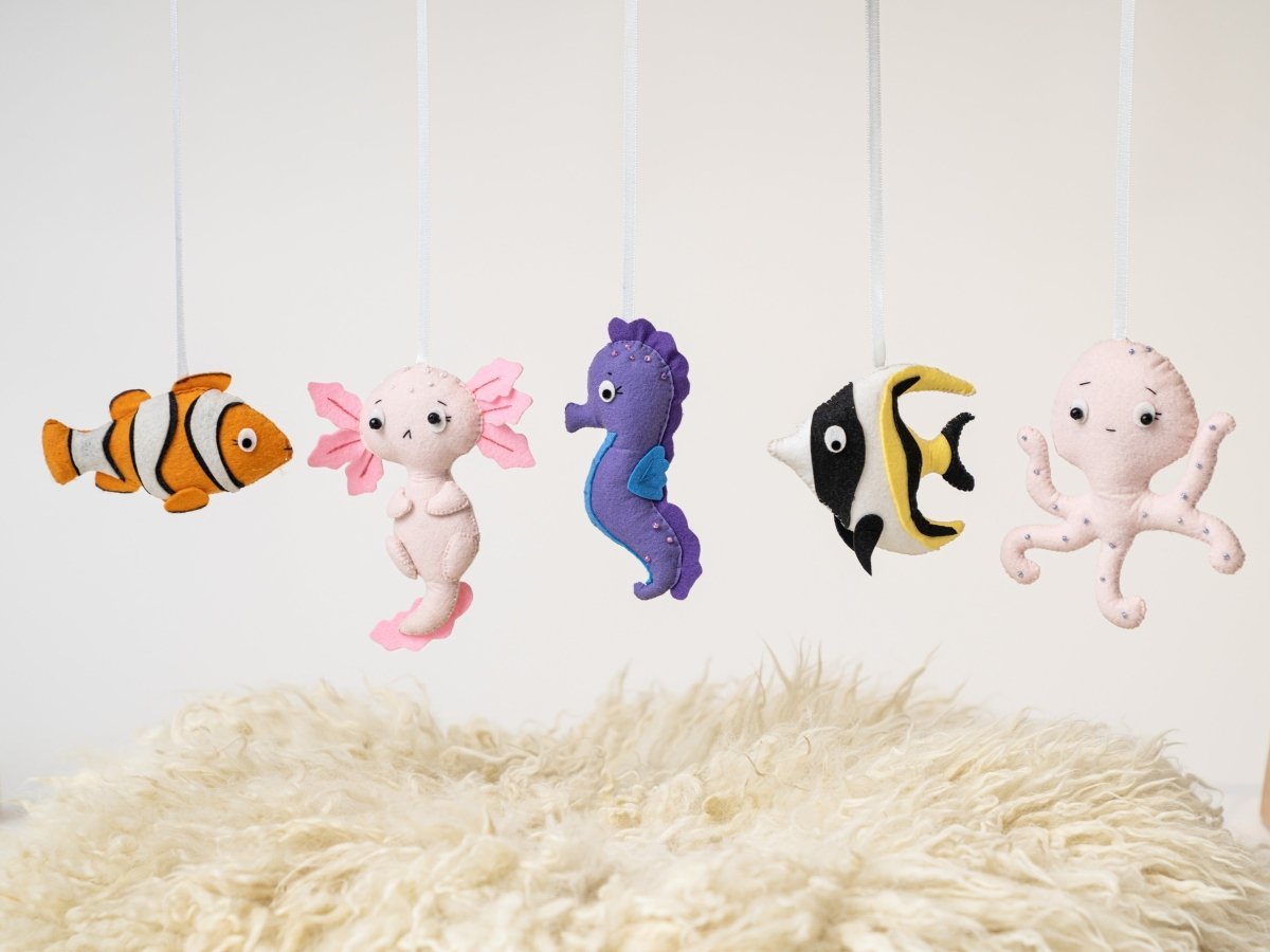 Rocking Potato Baby Activity Play Gym With Felt Ocean Theme Toy Hangings - BAG-XL-FOCEAN