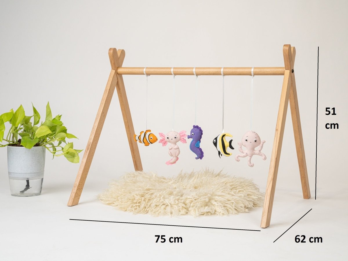 Rocking Potato Baby Activity Play Gym With Felt Ocean Theme Toy Hangings - BAG-XL-FOCEAN