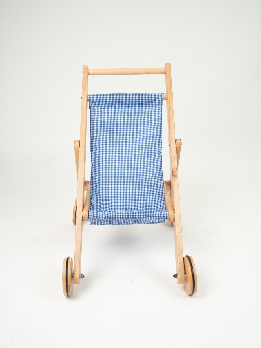 Rocking Potato Wooden Doll Stroller- Blue - DS-Blue