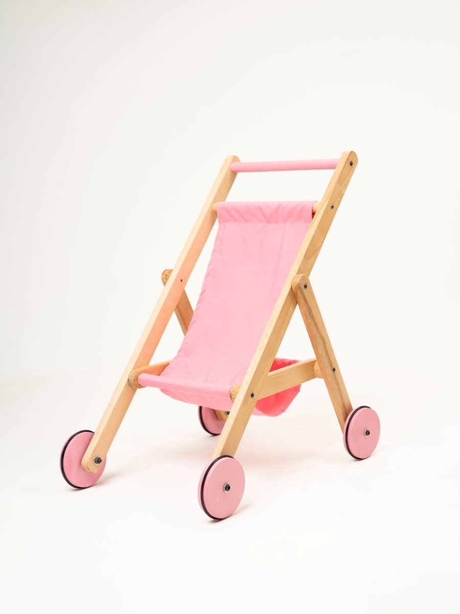 Rocking Potato Wooden Doll Stroller- Pink - DS-Pink