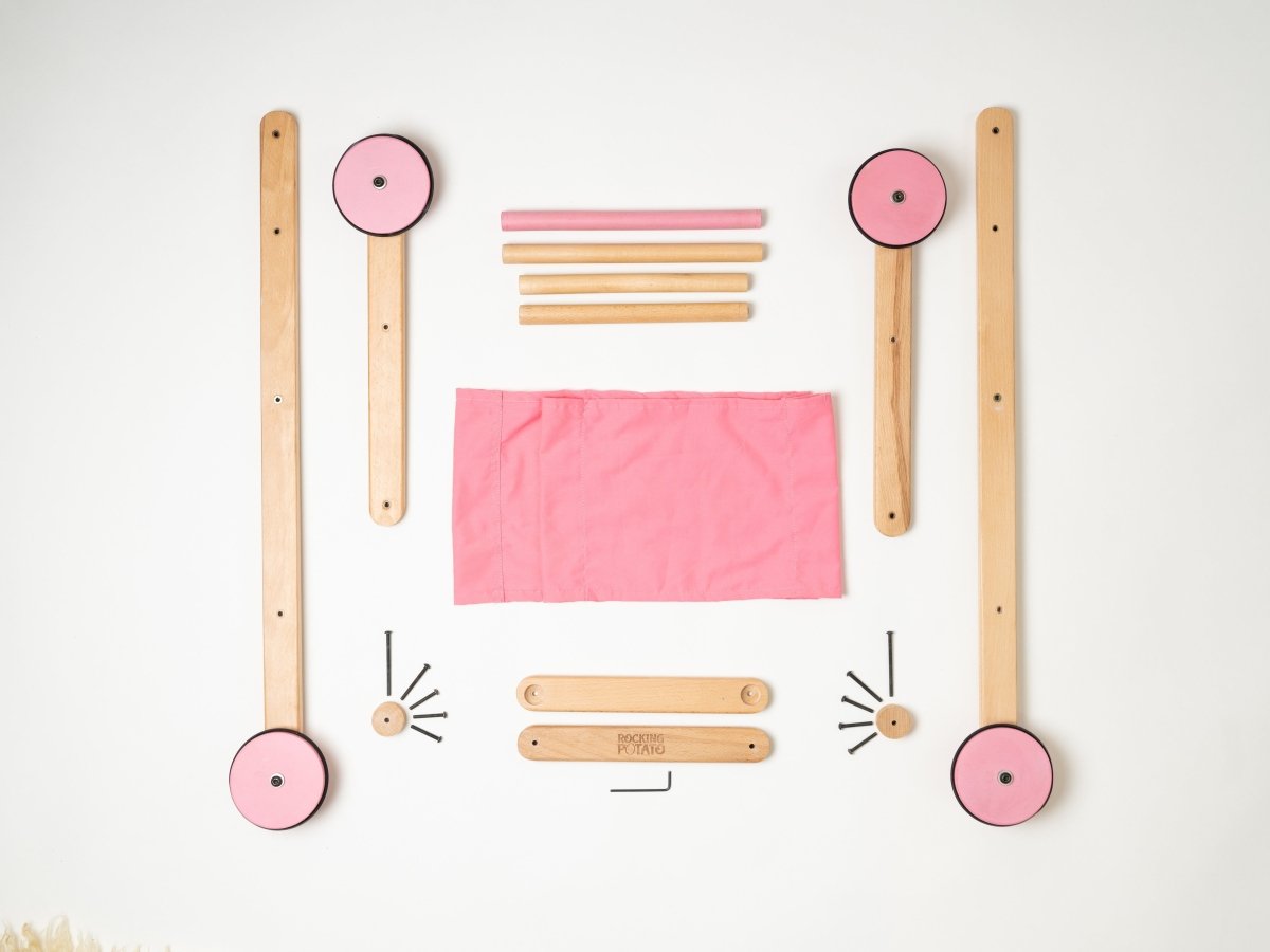 Rocking Potato Wooden Doll Stroller- Pink - DS-Pink