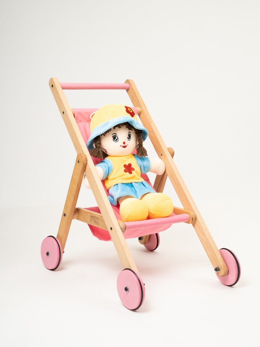 Rocking Potato Wooden Doll Stroller- Pink - DS-Pink