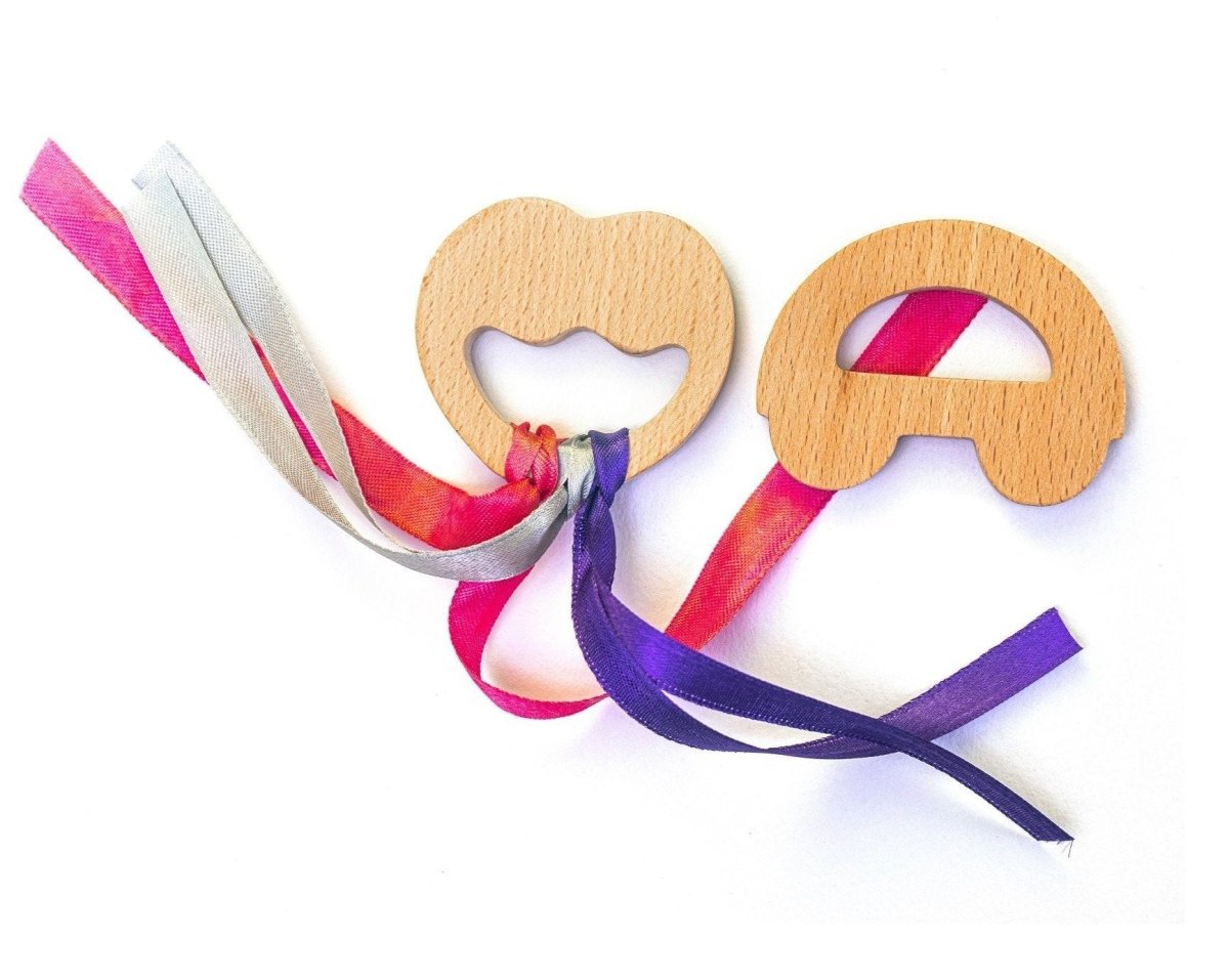 Rocking Potato Wooden Teether - Apple & Car - T-AC