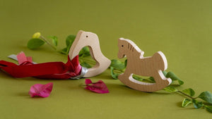 Rocking Potato Wooden Teether - Bird & Horse - T-BH