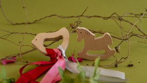 Rocking Potato Wooden Teether - Bird & Horse - T-BH
