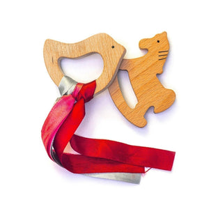 Rocking Potato Wooden Teether - Bird & Horse - T-BH