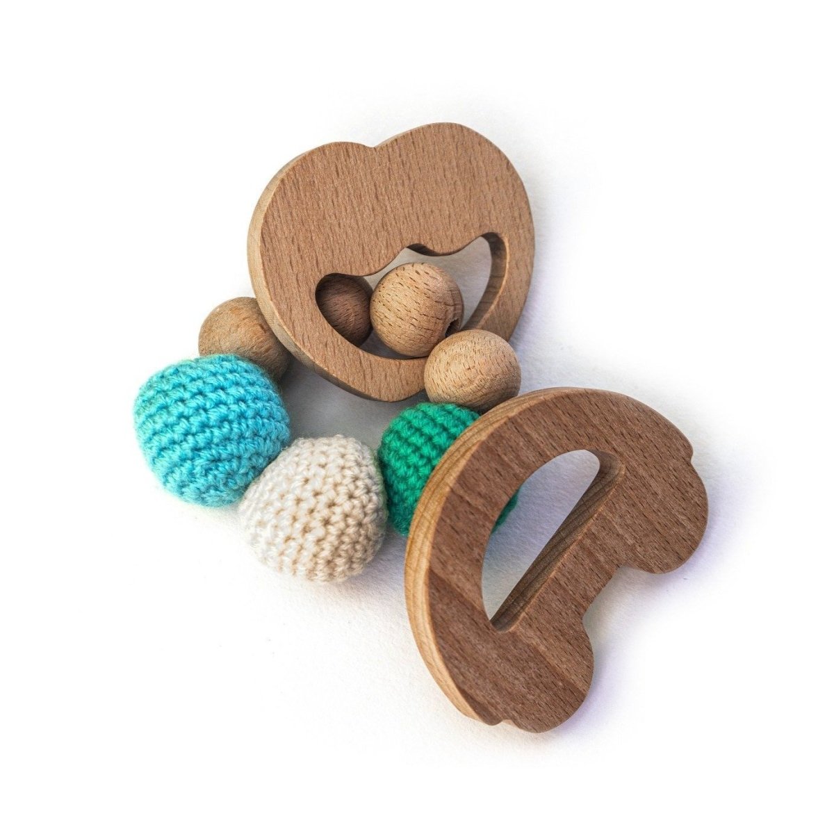 Rocking Potato Wooden Teether Cum Rattle - Apple & Car - TR-AC