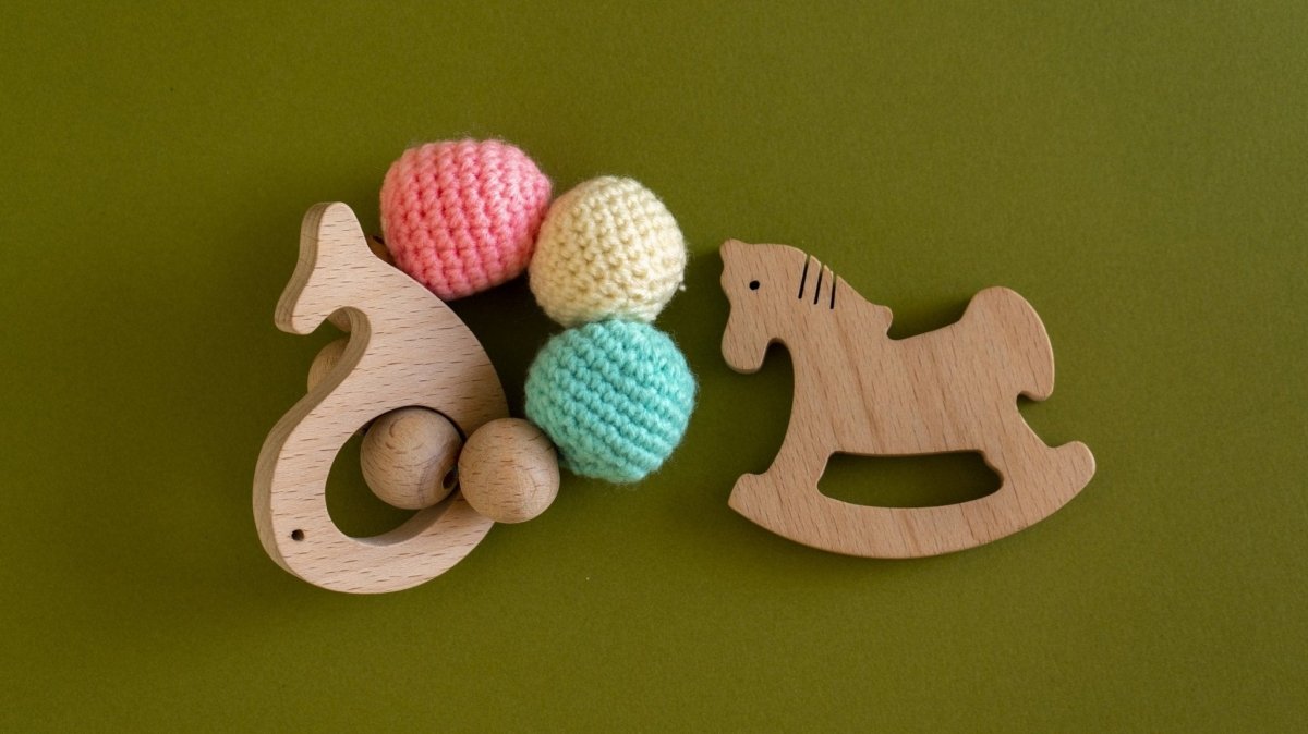 Rocking Potato Wooden Teether Cum Rattle - Fish & Horse - TR-FH