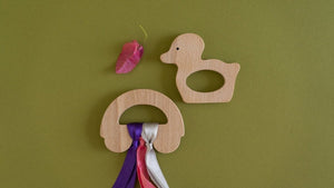 Rocking Potato Wooden Teether - Duck & Car - T-DC