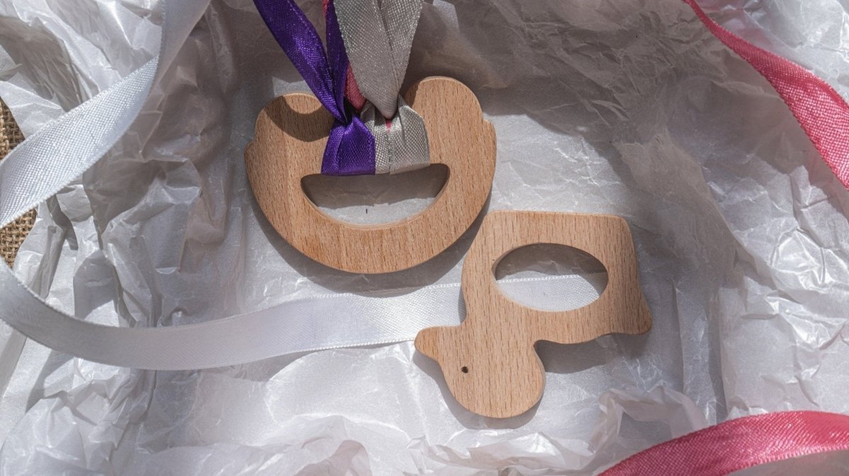Rocking Potato Wooden Teether - Duck & Car - T-DC
