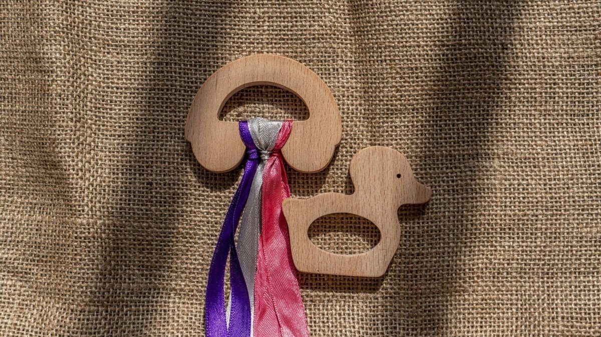 Rocking Potato Wooden Teether - Duck & Car - T-DC