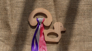 Rocking Potato Wooden Teether - Duck & Car - T-DC