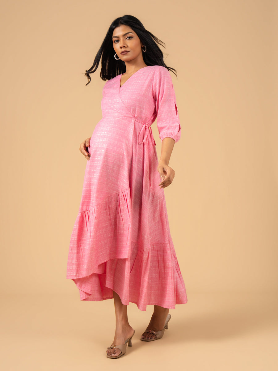 Rose Charm Maternity Wrap Dress