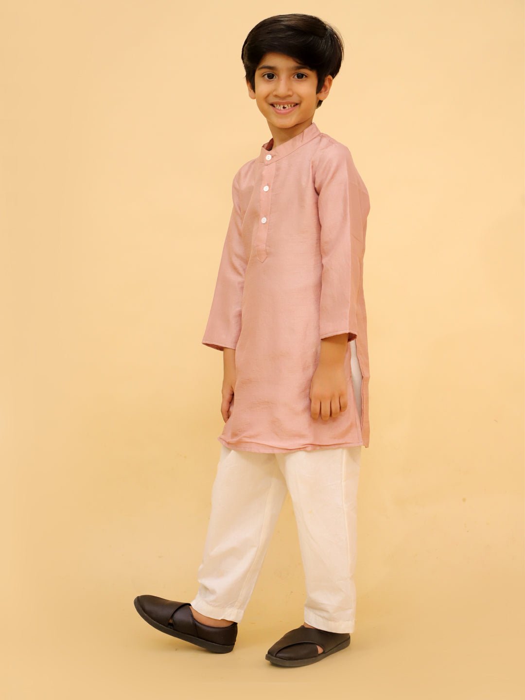 Rosé Radiance Boys Silk Kurta Pajama Set - KES - RA - BRZB - 0 - 6