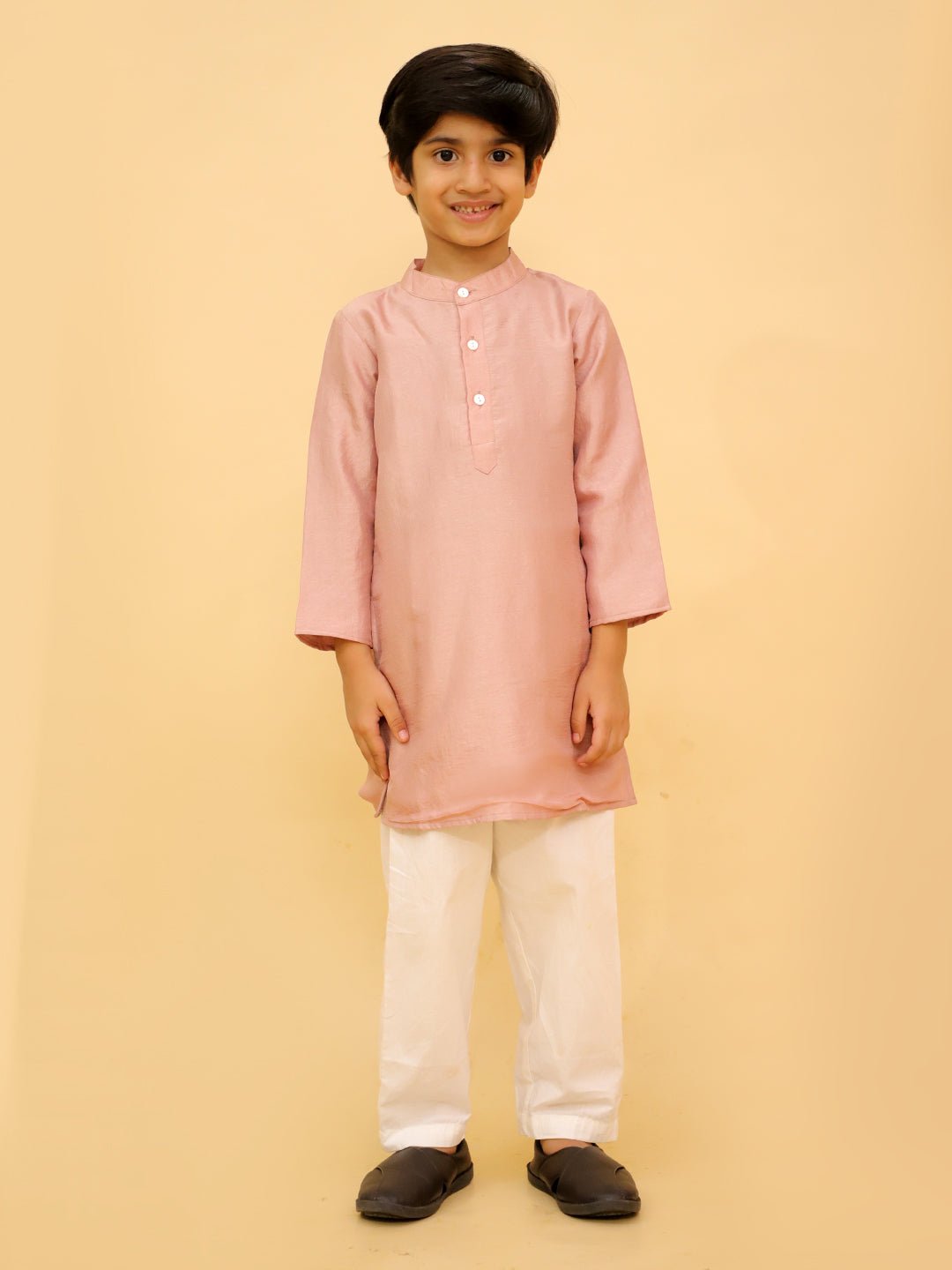 Rosé Radiance Boys Silk Kurta Pajama Set - KES - RA - BRZB - 0 - 6