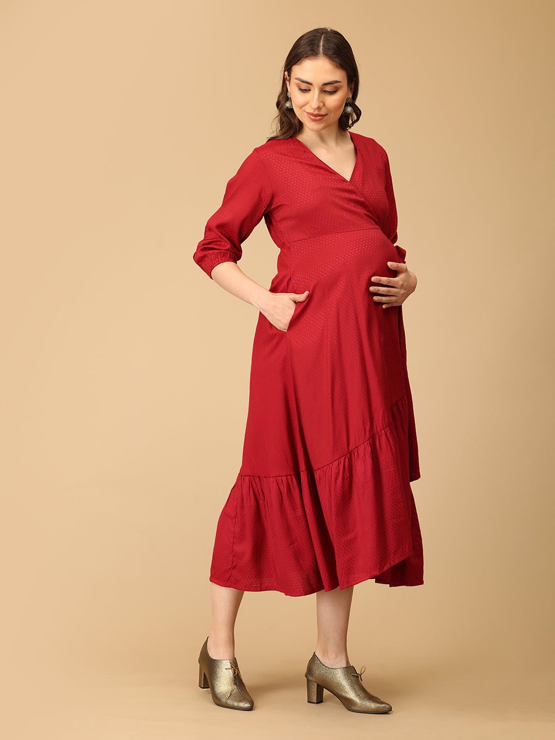 Rouge - a Twist Maternity Wrap Dress - DRS - SK - ROGAT - S